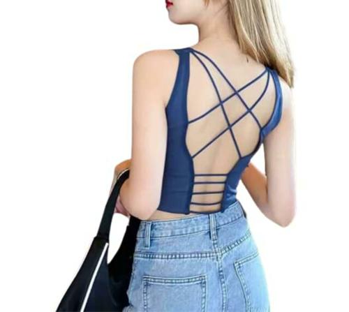 SHAPERX Sports Bras for Women - Seamless Workout Yoga Bra Stretchy Comfort Sleep Bra with Removable Pads Free Size (28 Till 34) (C, Blue)