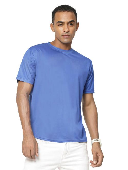 Fundoo Classics Men's Round Neck Half Sleeve Soft Polyester T-Shirt Royal Sky Blue