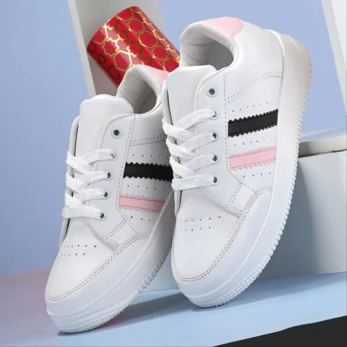 DEAS Stylish Trendy Lightweight Canvas Casual High Top Sneaker Shoes for Women's & Girls| Sneakers| White Sneakers|Running Shoes