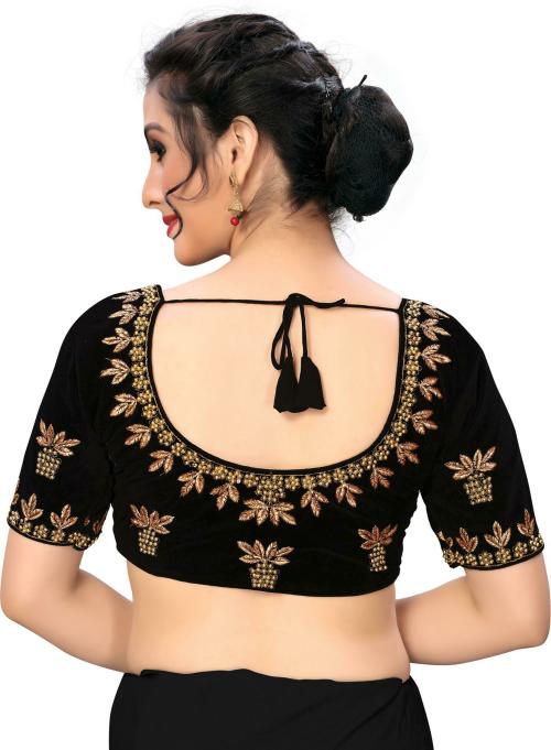 Fabviva Women Black Embroidered Velvet Blouse JioMart