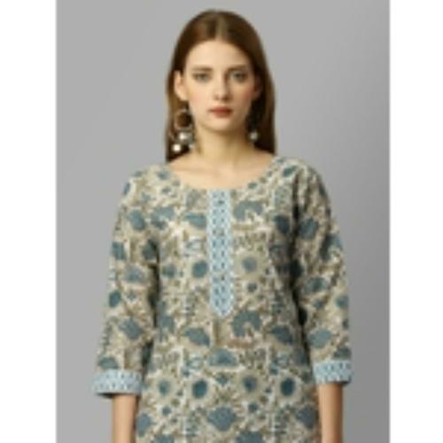 LOLOKOKO Women's & Girls Kurti & Pant Set with latest collection of cotton kurtis for Wedding & Party Wearable Costume (Blue - XXL)