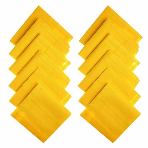 JENNY DENIAL 100% cotton Yellow handkerchief Rumal for men set of 12 pcs (50 * 50 Cm) hankies