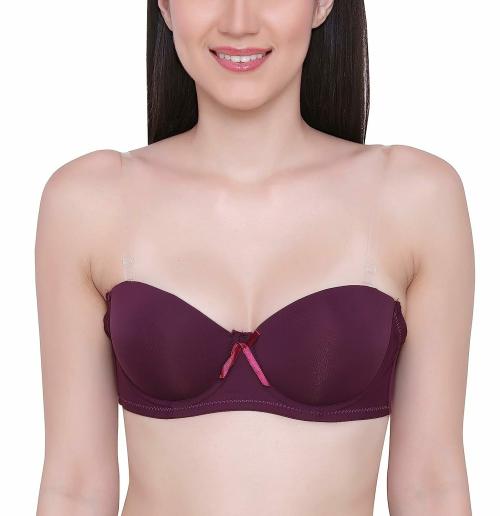 QAUKY Women Padded Underwire Strapless Backless Invisible Clear Transparent Back bra