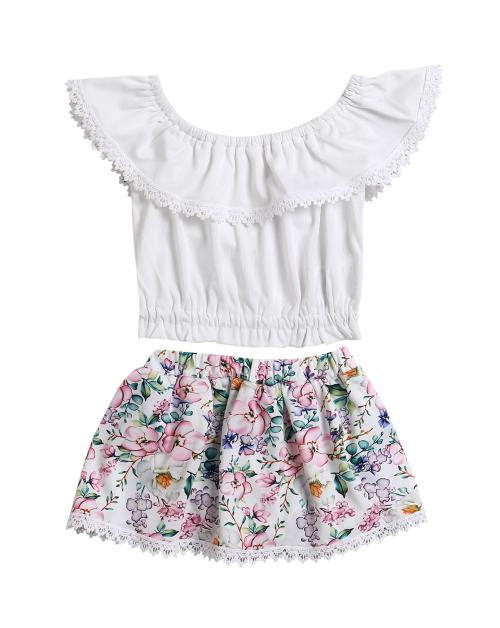Hopscotch Baby Girls Cotton And Spandex Solid Blouse And Skirt Set In White Colour For Ages 9-12 Months (GOE-3106487)