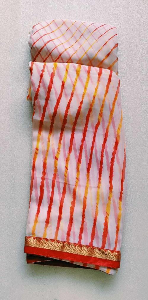 Buy Rashididi Women Red Printed Georgette Leheria Saree Online at Best ...