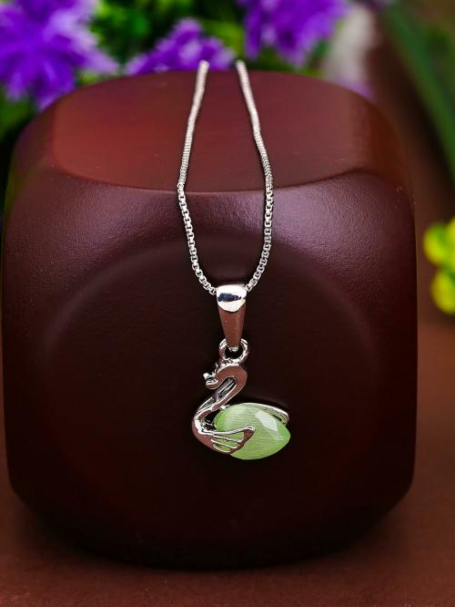 Pissara by Sukkhi Gleaming 925 Sterling Silver No Gemstone Pendant With Chain For Women And Girls|with Authenticity Certificate, 925 Stamp & 6 Months Warranty