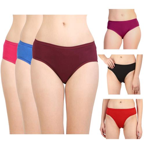 Akakee Iinnerwear Plain Cotton Panties Combo Set for Women's ( Pack of 6 Panty ) ( Colors May Vary ) XXXL