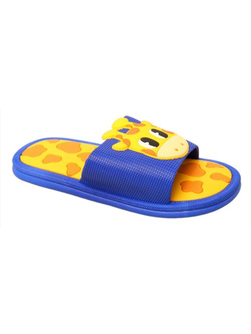 Yellow Bee Giraffe Slippers for Boys, Dark Blue