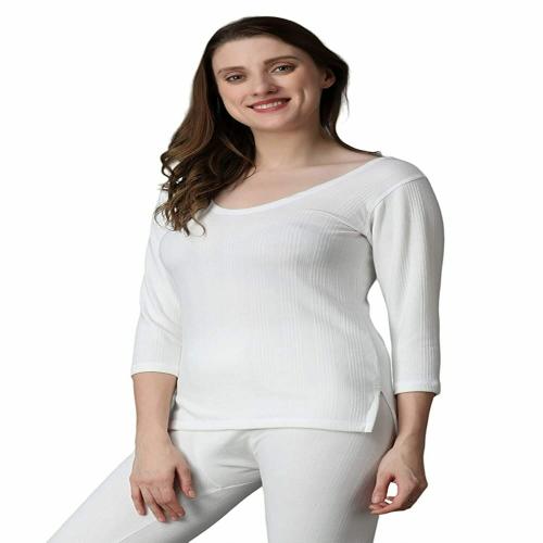 Wearslim Thermal Warmer Vest for Women Ultra Soft 3/4 Sleeves Scoop Neck Winter Inner Wear Top Johns Underwear - White, XL