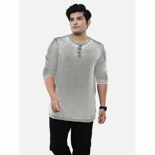 Rad Prix Men Light Grey Cotton Casual Acid Washed T-Shirt