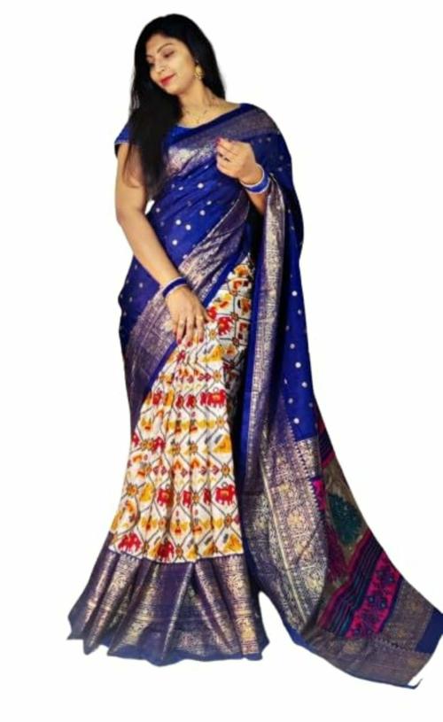 Ai-Para Couture Women Dola Silk Foil Printed Patola Saree With Blouse