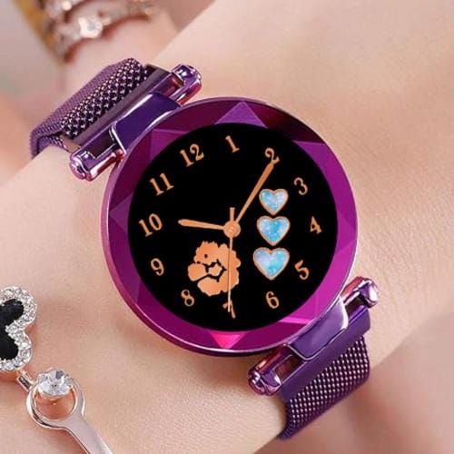 ILOZ Luxury New Hart Desing Classic Branded elegant Purple color Magnet Watches Starry Sky Women Quartz Analog Watch for girls