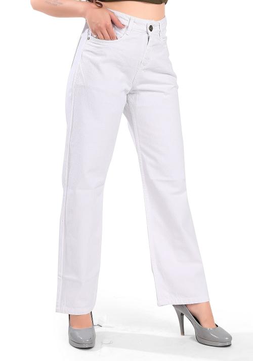 Mastec JEANS White Wide leg Jeans For Women - JioMart