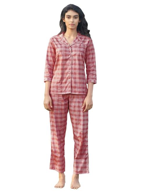 Pink in Check Cotton Poplin Co-Ord Nightwear Set