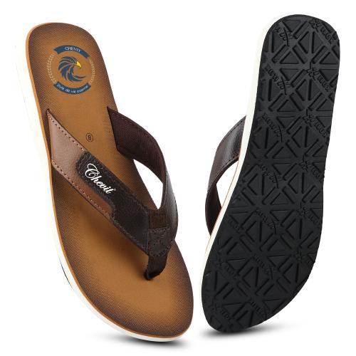 Chevit Comfortable Flip Flops, Slippers, Chappal For Men (Tan)