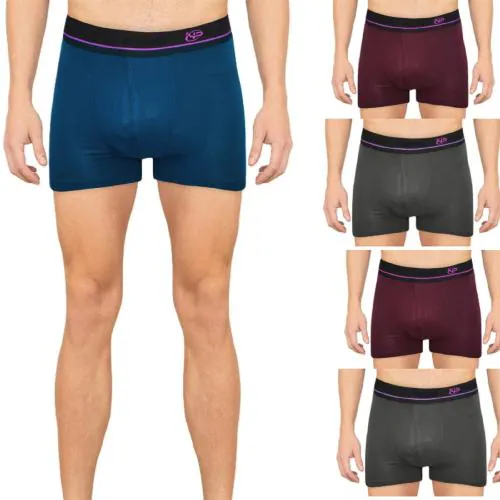 NEPRA Men's Nylon Style Comfort Regular Fit Solid Trunk,Stretchy Fabric Underwear for Men (Wine 2/ Grey 2/ Skyblue _ X-Large)