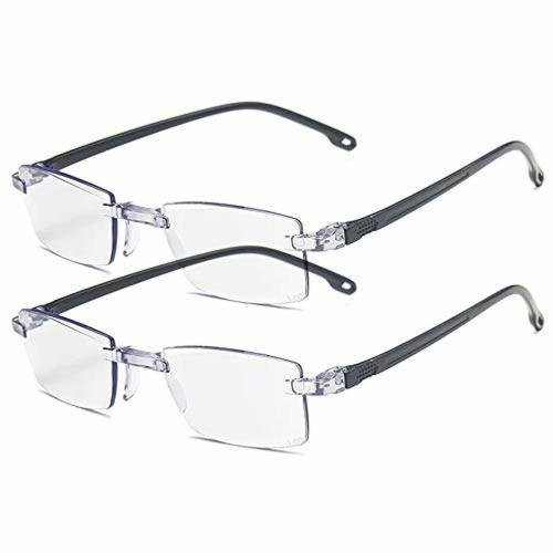 Augen Blue Block UV Rectangular Rimless Black Reading Glass Frame (Unisex) (Pack of 2)