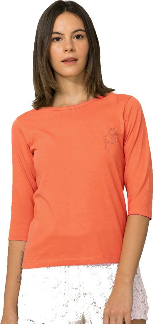 DE TEES Women Orange Printed Pure Cotton Tshirt (XL)