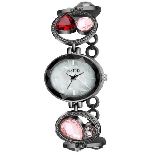 Matrix Timepiece Nebula Collection | Mother Of Pearl Dial With Bracelet Style Chain Analog Watch For Women & Girls