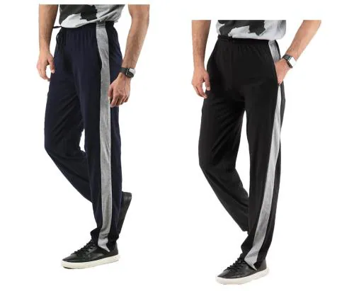 KAYU Mens Cotton Regular Fit Lower Track Pants {Pack of 2} Multicolor