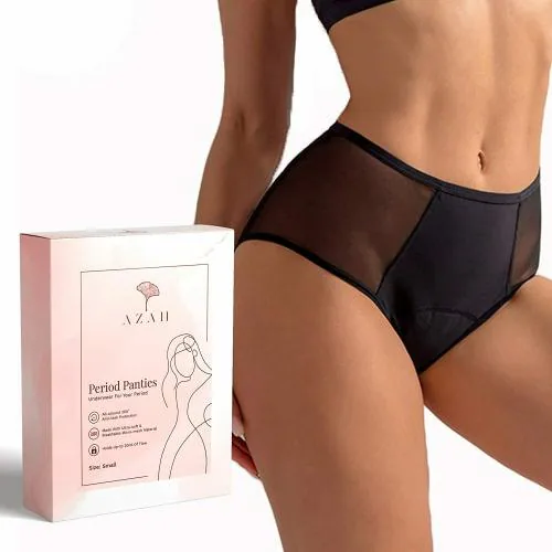 Azah Period Panties for Women - Size Small | Leak Proof Protection for Periods | Breathable Panties for All Day & Night Comfort | Reusable and odour-free period panties