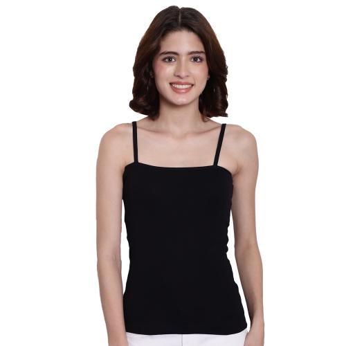 AMBEYCITY Women Black Square Neck Solid Tank top