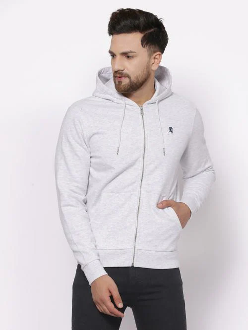 Red Tape Men's Light Grey Melange Hoodies