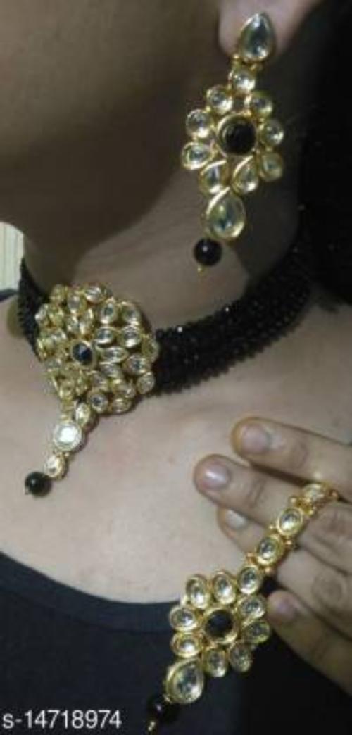 Hs fatio Brass Alloy Earrings and Necklace Set (Gold) JioMart