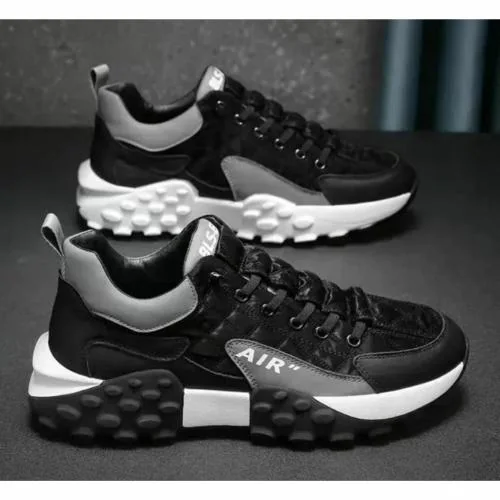 NEXTOEES Elevator Shoes for Men, Comfortable Invisible Height Increase Walking Sneakers Casual Taller Sport Trainer Lace Up Lifting Shoes (Black-Wh,Size - 10UK)