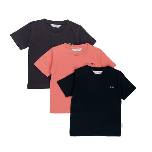 Ddou Ddou 100% Cotton Super Soft, Clothing T-Shirt for Unisex, Charcoal / Peach / Navy (4 Year)
