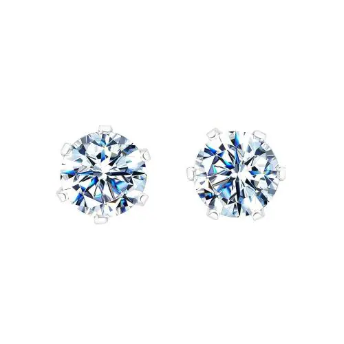 HighSpark Solitaire Stud Earrings 92.5 Sterling Silver Round Brilliant Cubic Zirconia Tops for Men, Women, Boys and Girls - 3 MM