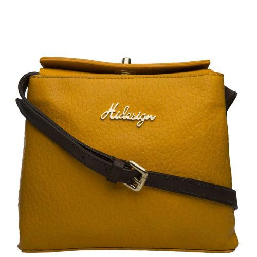 Hidesign Women Mustard Genuine Leather Sling Bag