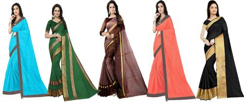 SUALI Women Multicolor Printed Art Silk Pack Of 5 Saree