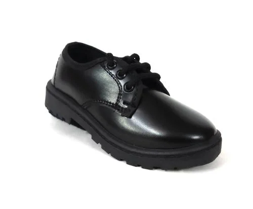 Coolz Unisex Kids Black Formal School Uniform Shoes Derby Lace