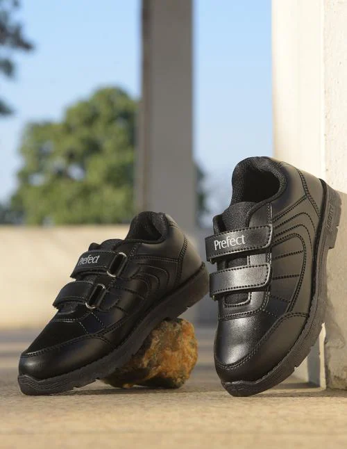 Prefect By Liberty SCHOOLFUN Kids Velcro Uniform Black School Shoes With PVC Upper & PVC Sole For Boys