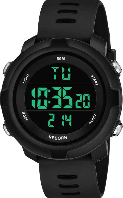 Reborn Digital Watch Black Dail Strap Wrist Digital Watch for Men