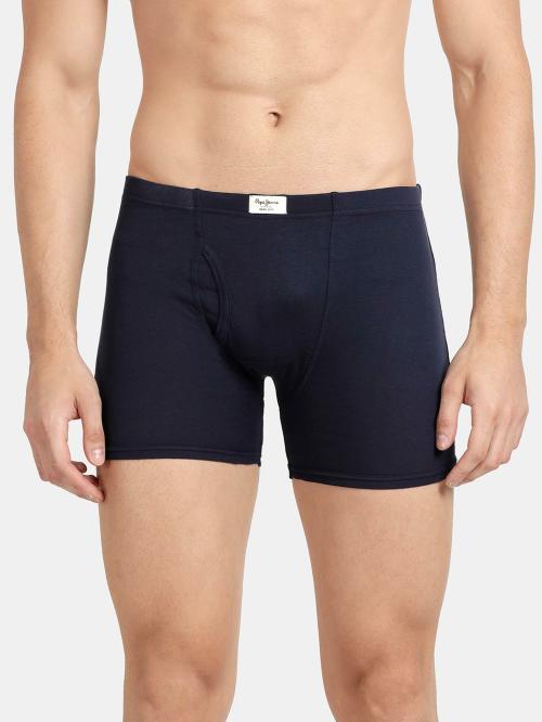 PEPE JEANS LONDON Men's Dark Blue Solid Cotton Pack of 2 Trunks