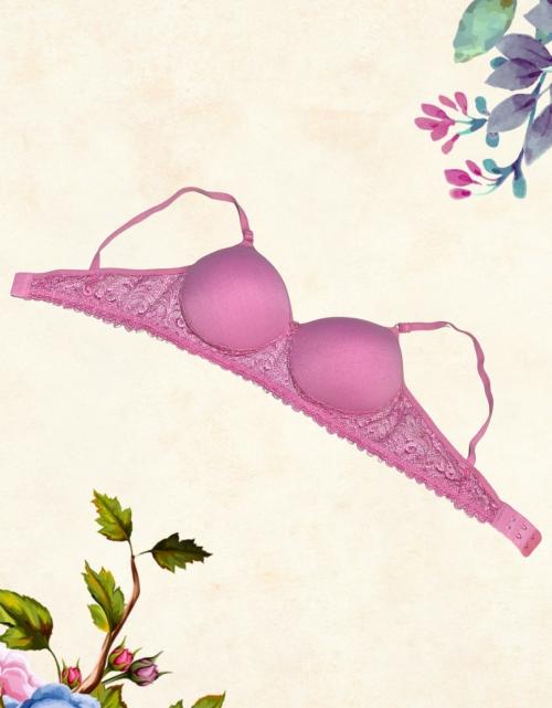 D Life Dream Life Pink Women Foam Lace Full Coverage Padded Regular Bra