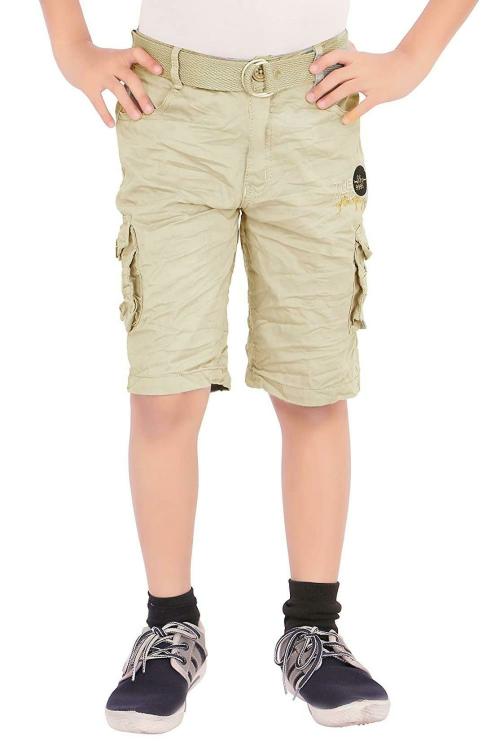ADBUCKS Boys Off-White Cotton Regular Fit 3/4 Cargo Shorts