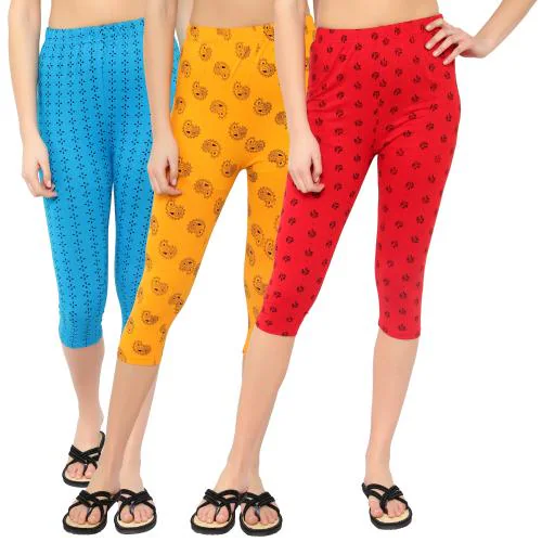 Capri for Women | Printed Capri for Girls | 3/4th Pants for Women | Cotton Lycra Capri Women | 3/4 Leggings for Women | Three Fourth Pants for Women