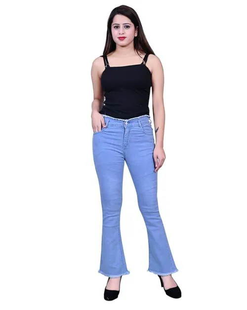 JOVSHIL Women's Bell Bottom Jeans | Denim Jeans for Women's and Girl's |Light Blue Jeans|Size-34|Pack of 1