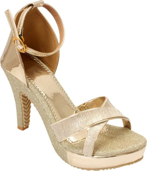Buy Stepee Trendy & Stylish Gold Heel Sandals For Women Online at Best