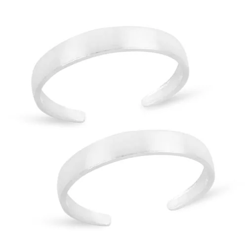Silver Chest 925 Sterling Silver Toe Rings For Women Plain Toe Ring Silver For Girls Pack of 2