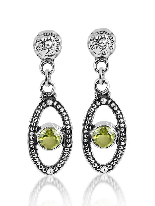 Kairangi by Yellow Chimes Silver Silver Gemstone Amethyst Pearl Peridot Quartz Drop Earrings for Women and Girls - 3.15 Inches