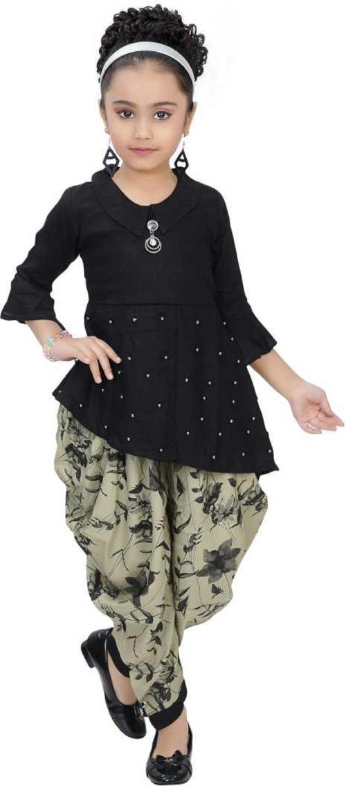 9stiches Light Green Stylish Dhoti Dress For Girls