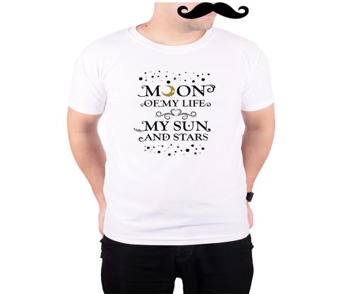 Mooch Wale Moon Of My Life My Sun And Stars White Quick-Dri T-shirt For Men - White, XL