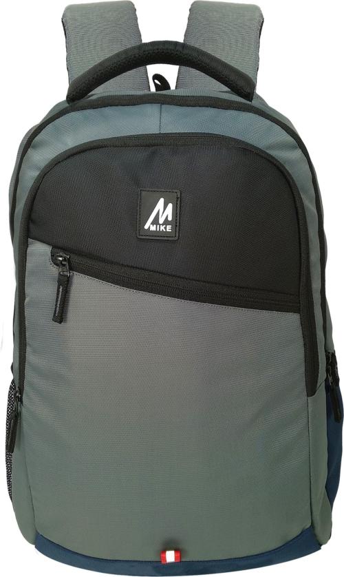 Buy Mike Bags Grey & Black Polyester Classic College Laptop Backpack