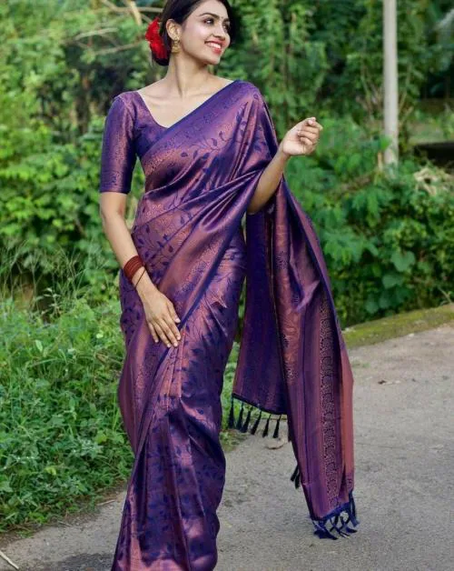 PT'Z Women's Soft Kanjeevaram Silk Saree With Beautiful Design
