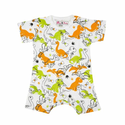 Only 4 Baby Unisex Infants White All Over Print Cotton Romper - Pack Of 1