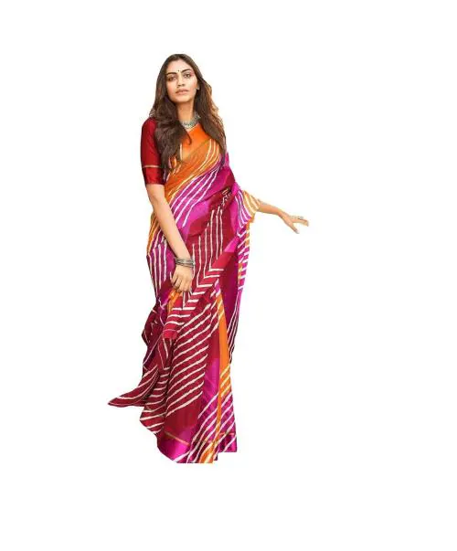 Rajeshwar Fashion Women Pink Leheriya Saree